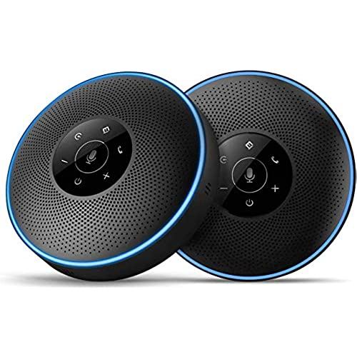 スピーカーフォン(2台セット) eMeet マイクスピーカー 連結機能 ワイヤレススピーカーフォン 8-16名程度の中大会議用 360?全方向集音 エコー・ノイズのキャンセリング USB Bluetooth AUX対応 ...
