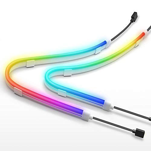EZDIY-FAB 新しい アドレス指定可能な5V 3PIN RGB LEDストリップセット, 滑らかなライトバーと取り付けクリップ, PCコンピューターケース用（ASUS Aura Sync およびMSI Mystic