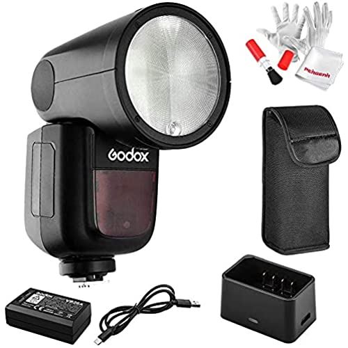 Godox V1-S フラッシュストロボ 76Ws 2.4G TTLラウンドヘッドフラッシュスピードライト 1 8000 HSS 480フルパワーショット10レベルLEDモデリングランプ Sonyカメラ対応