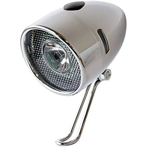 GORIX(ゴリックス) フロントライト LED レトロな自転車 砲弾型 フロントLED ヘッドライト LT-04 シルバー