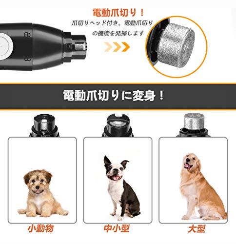 初売り Achort ペット用 バリカン 爪切り 2in1 犬 猫 うさぎ 足裏 耳裏 顔回り 肉球 全身用 電動 Usb式 静音 セルフ ３段階スピード調整可 ３時間連続使用 3替刃 取り外し可 清潔やすい 小型軽量 携帯便利 Qdtek Vn