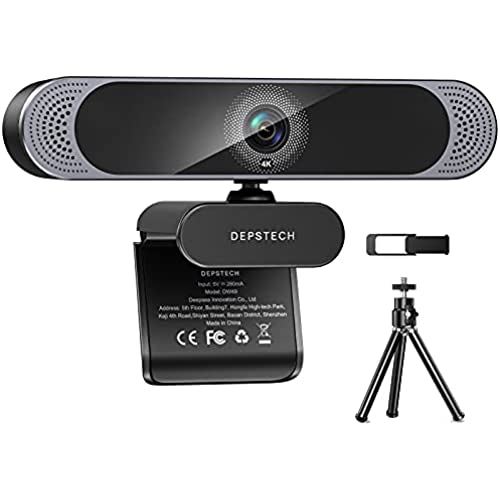 WEBカメラ 4K オートフォーカス 800万画素【2021年モデル】 DEPSTECH ウェブカメラ デュアルマイク内蔵 プライバシーカバー&三脚付き 自動調光補正 USBプラグ&プレイ ウェブカム PCカメラ ...