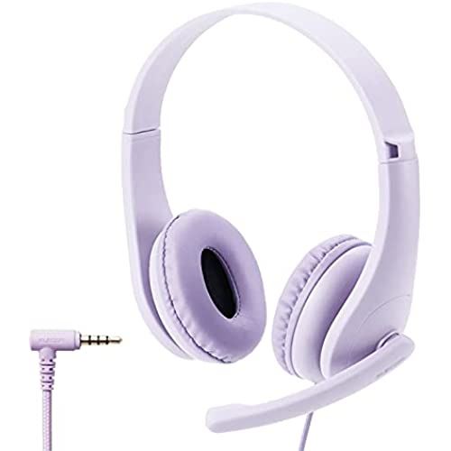 エレコム ヘッドホン 子供用 有線 回転式マイクアーム付き 4極 パープル HS-KD01TPL 幅121×奥行43×高さ122mm(ケーブル含まず)