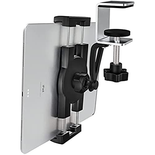 EXSHOW キッチンタブレットスタンド 両用スマホスタンドタブレットホルダー IPAD照明ランプ ゼムクリップ式 勝手もと照明ランプ 早見表 勉強机 経口避妊薬 照明ランプ ゼムクリップ 卓上用タブレットクランプマウント 耐久性 ...