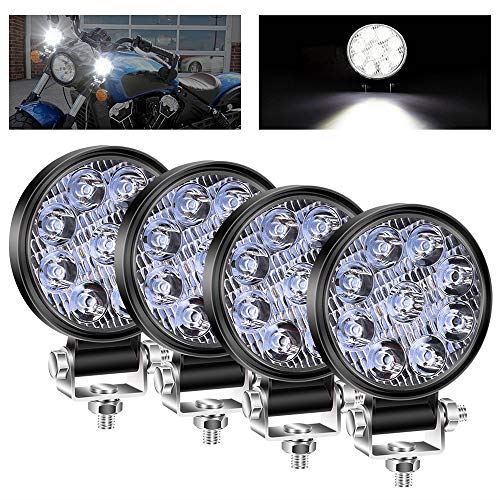 X-STYLE 27W LED作業灯 白 ミニ ワークライト 12V 24V兼用 小型 デッキライト 車外灯 タイヤ灯 車幅灯 バックライト 超軽量 6000K 高輝度 IP67 トラック/農業機械/自動車/作業車 丸形 ホワイト