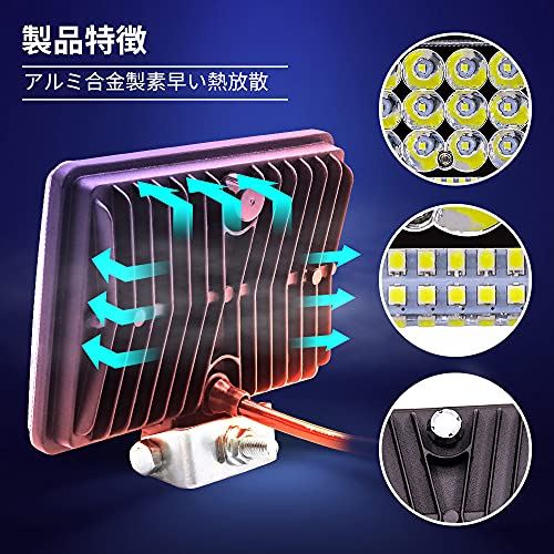 AolingLED作業灯12V24V完全防水LEDワークライトコンボビーム薄型5インチホワイト作業灯LEDライト車四角補助灯LED補助ライトフォグランプバックライトヘッドライト車幅灯...5in白