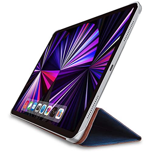エレコム iPad Pro 11 第3/2世代 (2021/2020年) ケース 背面クリア 三つ折りスタンド 軽量 ソフトレザー ネイビー TB-A21PMWV2NV 2アングル・ネイビー