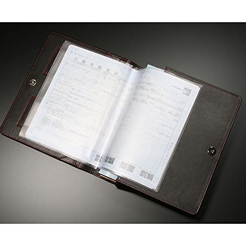 Monster Sport 車検証ケース 名刺ポケット留めボタン付 大容量 Zzzs12 レッドステッチ 車検証入れ カーボン調レザー