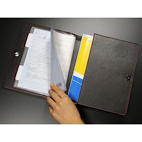 Monster Sport 車検証ケース 名刺ポケット留めボタン付 大容量 Zzzs12 レッドステッチ 車検証入れ カーボン調レザー