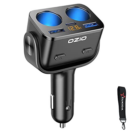 Zukida 90W 車載充電器 PD18W QC 3.0 USB PDポート 2連 3ポート付き デュアルカー 車の充電器 USB充電器コンセントアダプター DC12/24V ブラック