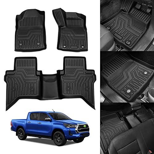 Cartist トヨタ ハイラックス GUN125 3D フロアマット 立体カーマット TOYOTA HILUX GUN125 2017年9月～ 右ハンドル専用 TPE素材 立体フロアマット 防水 抗菌効果 滑り防止 ...