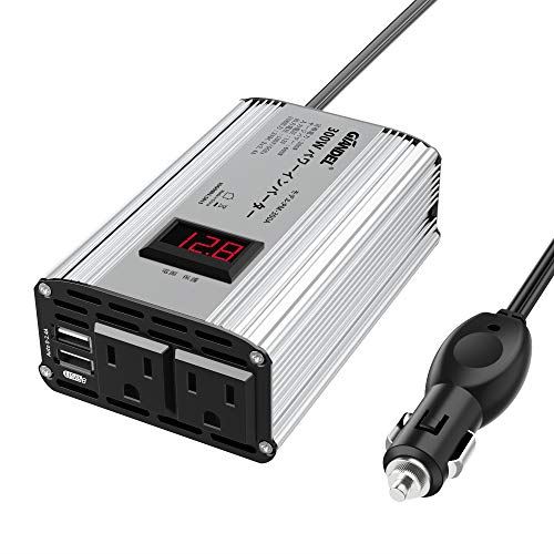 インバーター 300W 車 修正正弦波 DC 12Vを AC 100Vに変換 周波数55Hz ディスプレイつき 2口のUSBポート シガーソケット 非常用品 GIANDEL 12V-100V インバーター 300W 9,205円