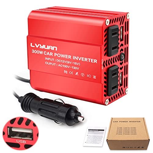 Yinleader インバーター 車載充電器 定格300w 交流 12v 車中泊グッズ 最大500w Dc 100v Ac 直流