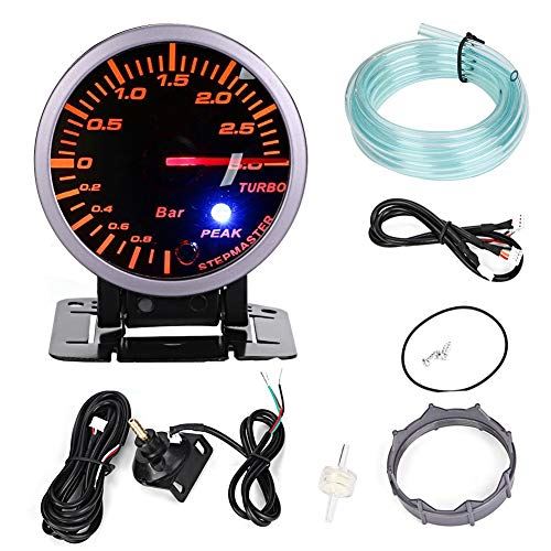 ターボブーストゲージメーター ブースト計 直径60 mm 適用範囲 12V DC 赤色光警報灯 夜間データー読みやすい 配線式 ターボチャージャー車用改造パーツ