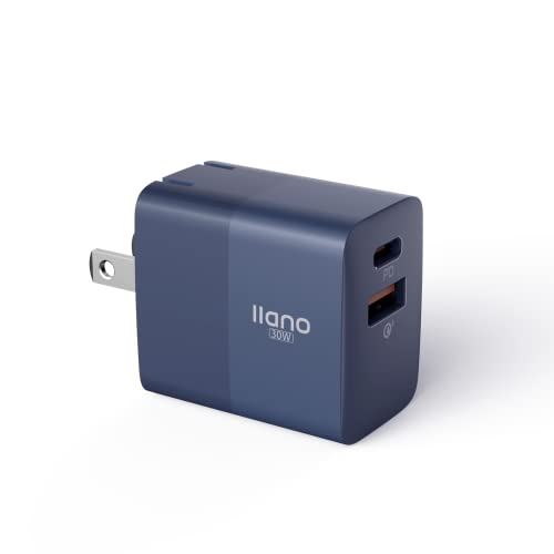 llano 30W PD充電器 (Super Si搭載/2ポートUSB-A & USB-C/折り畳み式 小型急速充電器)【PD3.0対応/QC3.0対応/PPS規格対応/PSE技術基準適合】 iPhone ... Blue
