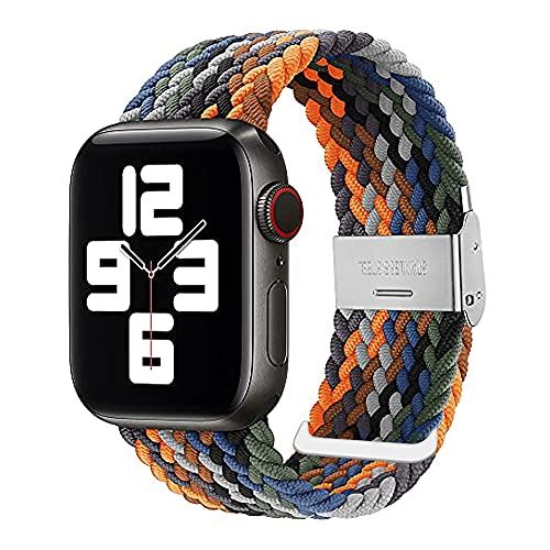 apple watch バンド iwatch バンド ブレイデッドソロループ 編組バンド 長さ簡単調節 工具不要 apple watch 7/6/5/4/3/2/1/SEに対応 アップルウォッチ バンド 38mm/40mm マルチカラー