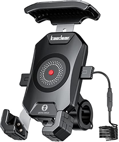 Kaedear(カエディア) バイク スマホホルダー 防水 qi ワイヤレス 充電 USB電源 スマホ 携帯 ホルダー アルミ マウント クイックホールド ビートル qi & USB