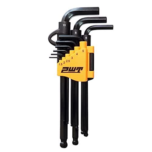 PWT 六角レンチ 自転車 六角レンチセット ボールポイントレンチセット ヘックスレンチ 六角棒レンチセット 9本組 JBHM9BK 六角レンチ（ミリサイズ）