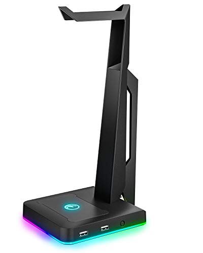 IFYOO RGBゲーム用ヘッドセットスタンド 2つのUSBポート付き ゲームヘッドフォンマウント PC Xbox One PS4 スイッチ イヤホンホルダーハンガー｜WES STORE