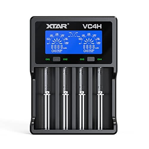 XTAR VC4H リチウム充電器 電池充電器 3.6V/3.7Vリチウムイオン電池 10400～32650 保護回路付21700電池対応 1.2V ニッケル水素電池/ニカド電池対応 AAAA/AAA/AA/A/SC/C