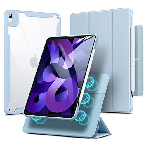 ESR iPad Air 5 ケース 2022 (第5世代) ハイブリッドケース iPad Air 4 ケース 2020 iPad 10.9インチ 取り外し可能なマグネットカバー 調節可能な縦置き/横置きスタンド機能 ... ブルー
