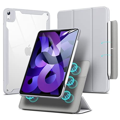 ESR iPad Air 5 ケース 2022 (第5世代) ハイブリッドケース iPad Air 4 ケース 2020 iPad 10.9インチ 取り外し可能なマグネットカバー 調節可能な縦置き/横置きスタンド機能 ... グレー|WES STORE
