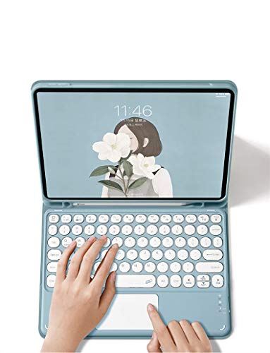 タッチパッド付き 2022 新型 iPad Air5 Air4 キーボード ケース アイパッド エア 第 4/ 5世代 10.9インチカバー キーボード付き 丸いキー カラフル ペンホルダー 手帳型 薄型 分離式 ...|WES STORE