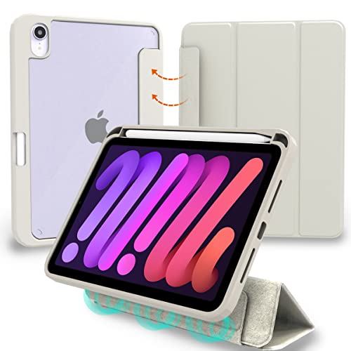 MS factory iPad mini6 用 ケース 2021 mini 第6世代 液晶カバー 取り外し可能 ペンシル 収納 カバー アイパッドミニ6 耐衝撃 ソフト フレーム 薄型 オートスリープ Apple iPad mini ( 第6世代 2021年モデル ) 分離型/ライトグレー