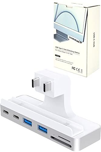 iMac 24インチ ハブ ドッキングステーション ( 7in1 USB-C ハブ ) シルバー / Thunderbolt3 TypeC USB*2 SDカード microSDカード HDMI ( 4K 60Hz )｜WES STORE
