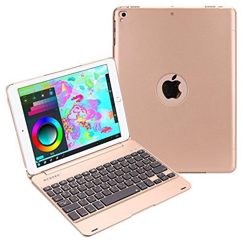 【PCATEC】 iPad 9.7(2018第6世代) / iPad 9.7 (2017第5世代) / iPad air 専用 Bluetooth キーボードケースPCカバー Macbookに変身 日本語かな入力対応 iPad 対応(Model :A1822、A1823、A1893、A1954) (ゴールド) 6,894円