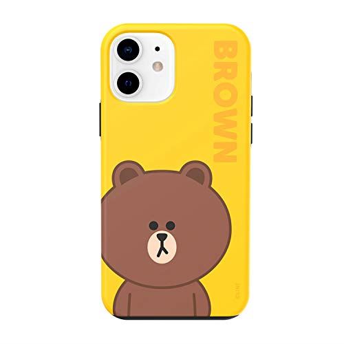 [LINE FRIENDS 公式ライセンス品] iPhone 12 mini ケース ライン フレンズ [ ブラウン 二重構造 ハイブリッド 耐衝撃 アイフォン 12 ミニ カバー ] DUAL GUARD BASIC BROWNKCE-CSB036(イエロー) BROWN イエロー｜WES STORE