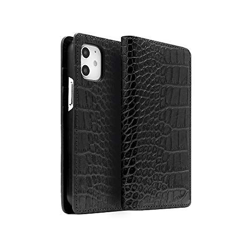 ABBI SIGNATURE iPhone 12 mini 入れもの 万覚え帳型 なめし革 本革 日本製 クロコダイル エン元締め製作 イタリアンなめし革[LIPARI] 歌留多納める アイフォン12ミニ 入れもの ABS20188i12 (黒いこと)