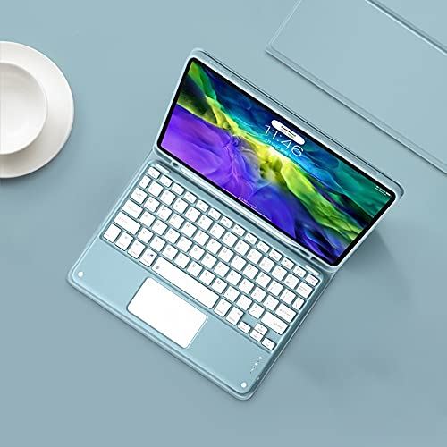大型タッチパッド付き Ipad 7 7世代 8世代 9 10 2インチ 10 2キーボード Apple Us配列 Ipad7 Ipad8 Ipad9 Pencil ケース ブルー マグネット 収納 手帳型 第9世代 脱着式 在庫一掃 9