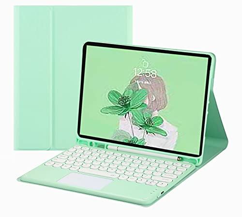 タッチパッド付き 2022 新型 iPad Air5 Air4 キーボード ケース アイパッド エア 第 4/ 5世代 10.9インチカバー キーボード付き 丸いキー カラフル ペンホルダー 手帳型 薄型 分離式 ワイヤレス Bluetooth キーボード ビジネス マウス機能 (iPad Air4/Air 5, 薄緑)｜WES STORE