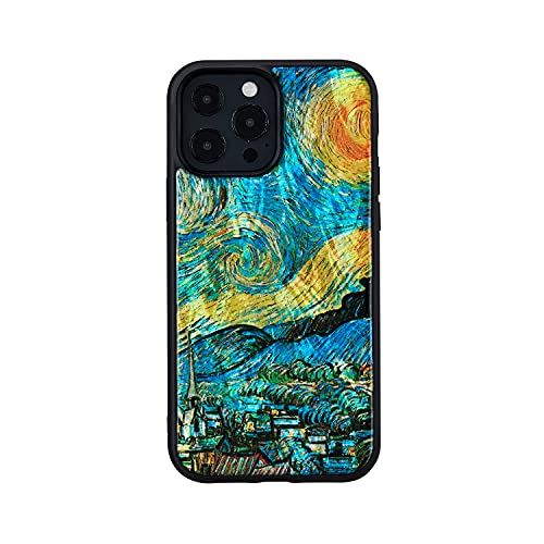 ikins iPhone 13 mini ケース 天然貝 [ Pearl 名画シリーズ 名作絵画 TPUとポリカーボネートのハイブリッド ストラップホール付き ワイヤレス充電 ] フィンセント・ファン・ゴッホ 星月夜 I21037i13MN