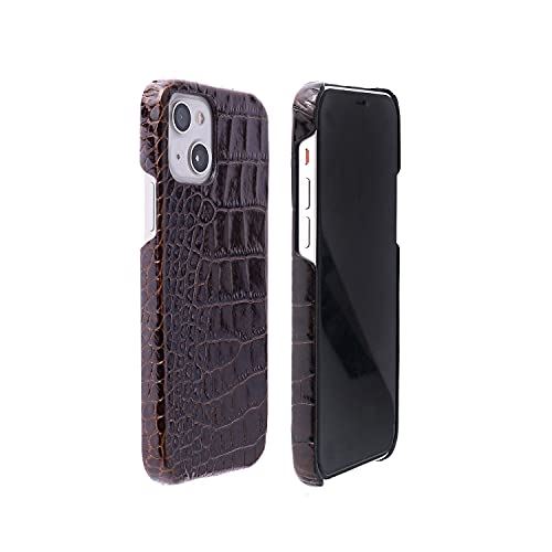 ABBI SIGNATURE iPhone 13 mini ケース バックカバー LIPARI クロコダイル 型押し イタリアン本革 [ ベジタブルタンニンレザー リパリ 日本製 ハンドメイド ] ダークブラウン ABS21793i13MNBR｜WES STORE