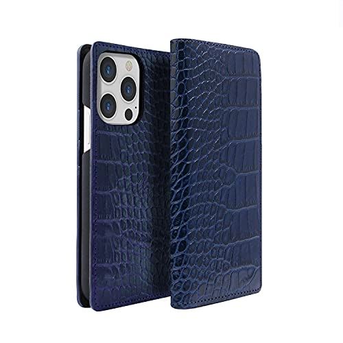 ABBI SIGNATURE iPhone 13 Pro MAX 手帳型 ケース 本革 クロコダイル 型押しレザー イタリアンレザー 日本製 ハンドメイド カード収納 3枚 LIPARI ネイビー ABS21823i13PMNV