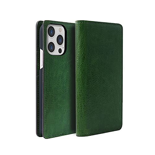 ABBI SIGNATURE iPhone 13 Pro 入れもの 万覚え帳型 PIERROT LUX なめし革 イタリアン本革 [ ベジタブルタンニンレザー ピエロラックス 日本製 御手々御手伝いさん 歌留多納める ] 緑であること ABS21810i13PGR