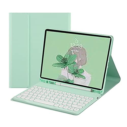 1年保証正規品 Ipad Air4 Air5 キーボードケース 22 Ipad Air 第五世代 Ipad Air 第四世代 兼用10 9インチ キーボードカバー 丸型キー カラーキーボードケース 脱着式 スタンド機能 ペンシル収納 アップルペンシル充電対応 全面保護 可愛いお洒落 ミントグリーン