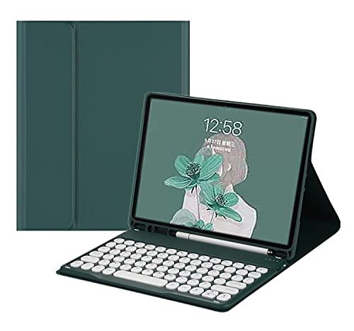 iPadPro12.9 第5世代 第4世代 第3世代 キーボード ケース 丸型キー 可愛い カラーキーボード カラフル アイパッド iPad Pro 12.9 インチ 2021 丸い 分離式 キーボード付き カバー ... iPadPro12.9(2021/2020/2018) 深緑