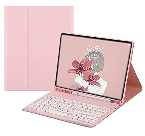 iPadPro12.9 第5世代 第4世代 第3世代 キーボード ケース 丸型キー 可愛い カラーキーボード カラフル アイパッド iPad Pro 12.9 インチ 2021 丸い 分離式 キーボード付き カバー ... iPadPro12.9(2021/2020/2018) ピンク