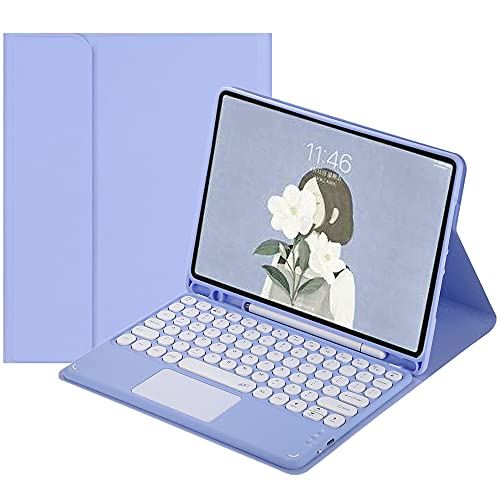 Fire HD 10 Plus HD 10 2021年型 第11世代 キーボード ケース タッチパッド搭載 可愛い 丸型キー Fire HD 10 プラス 10.1インチ タブレット キーボード付き カバー 2021年発売 Fire HD10 HD10Plus 紫