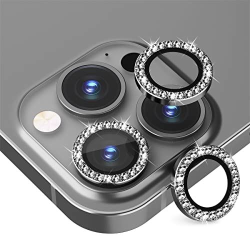 （3枚）Suoman カメラフィルム 対応 iPhone 13 Pro / iPhone13 Pro Max 用 カメラ レンズ 保護 カバー 適用 アルミニウム合金＋強化ガラス製 キズ防止-BLACK