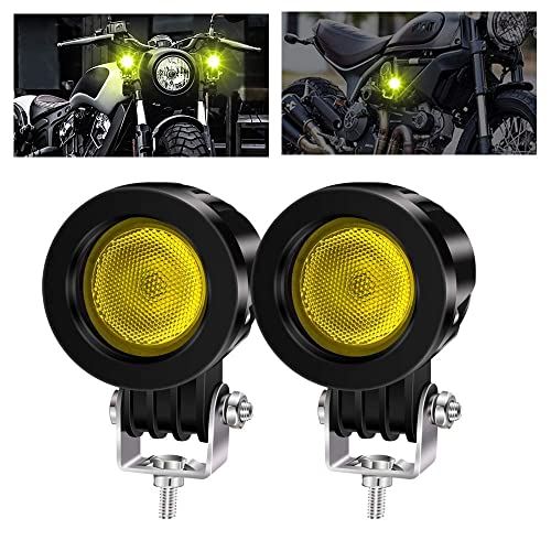 X-STYLE バイクフォグランプ 黄色い 最新版 10W LED作業灯 ワークライト 12V/24V 高輝度・防水・長寿命・耐衝撃 オートバイ/機械/自動車/トラック用品 汎用 車外灯 イエロー 丸型 広角 イエロー 10W(広角-黄色)｜WES STORE