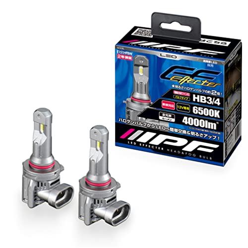 IPF ヘッドライト フォグランプ LED バルブ エフェクターシリーズ 6500K HB3/HB4 ハロゲンサイズ型 冷却ファン付きモデル E151HFBW