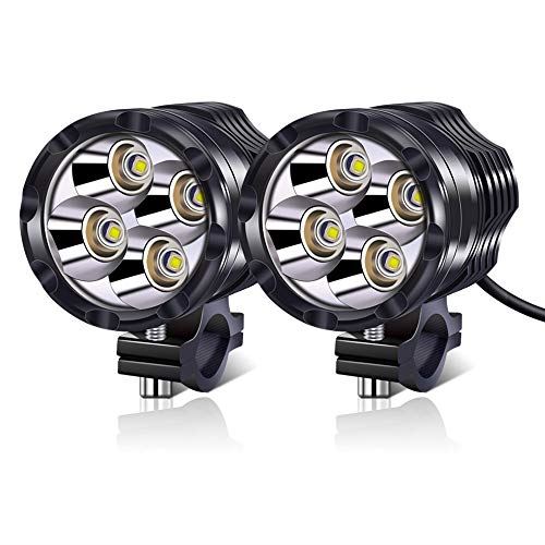 Aoling バイク フォグランプ 12V 24V LED 車ヘッドライト 補助ライト補助灯 4LED 6000K 白光 フォグライトステー付き スクーター前照灯 サブライト 防水防塵 耐用長寿命 2個入