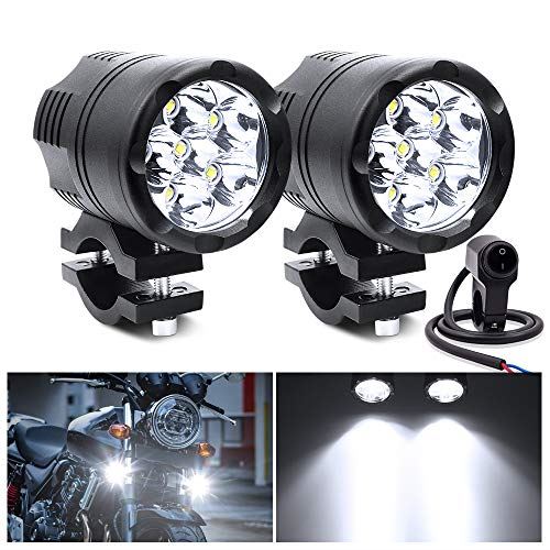 X-STYLE バイク ヘッドライト 補助灯 60W ledフォグランプ 作業灯 12V 24V対応 6連 スポットライト プロジェクター 高輝度・防水防塵・超長寿命・耐衝撃 ワークライト ホワイト 2個入り + 6LED+スイッチ
