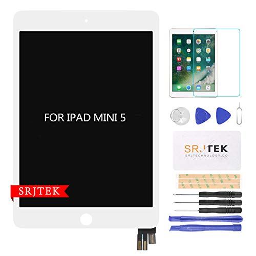 SRJTEK for iPad Mini 5 2019 A2133 A2124 A2126 A2125 7.9\" 液晶ダイアログボックス タッチパネル LCD映写幕組み入れる画面取り替えっこ取りつくろう一揃いの道具 修理工具、画面防御すること写真フィルム付き添い人 白いこと"