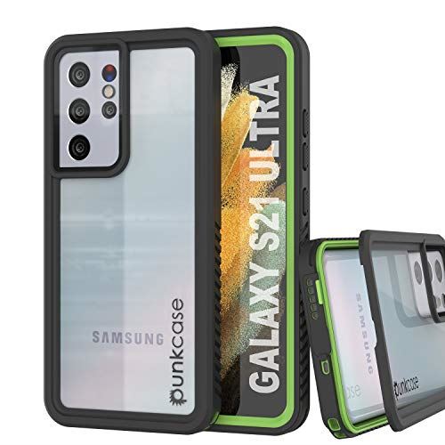 PunkCase Galaxy S21 Ultra 防水ケース [エクストリームシリーズ] [スリムフィット] [IP68認証] [耐衝撃性] [防汚性] [耐雪性] アーマーカバー Galaxy S21 Ultra ライトグリーン
