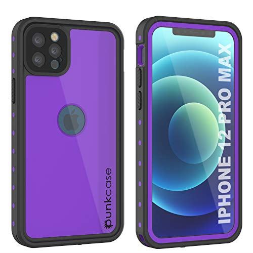 PunkCase iPhone 12 Pro Max専用 防水 ケース [スタッドスター シリーズ] [スリム フィット] [IP68 認証] [防汚性] [耐雪性] 360度全面保護 アーマー カバー iPhone パープル